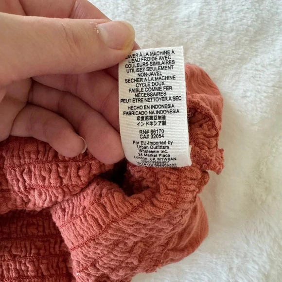 Free People Babe Rust Orange Smocked Tube Top with Button Detail size small - Picture 9 of 9